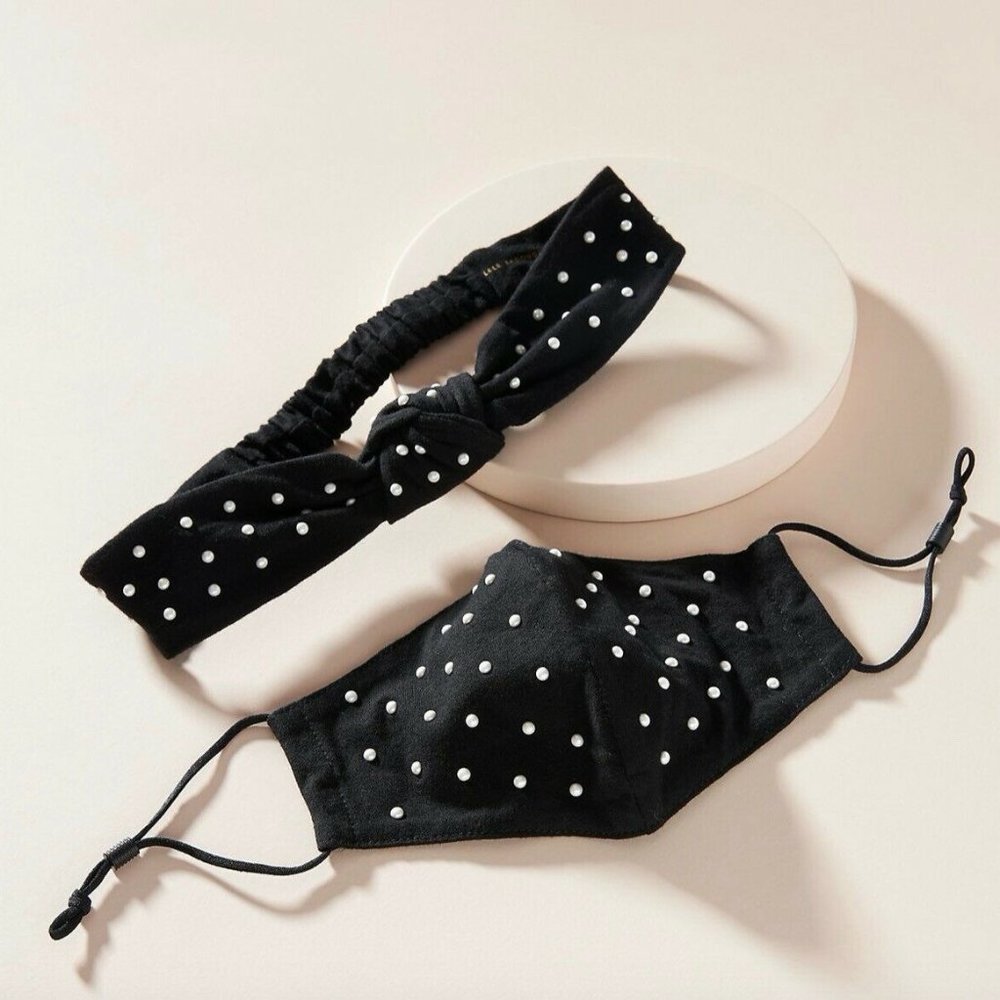 LELE SADOUGHI Jet Pearl Face Mask And Headband Set